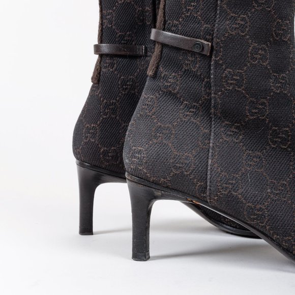 *SOLD* Gucci GG Monogram Canvas Espresso Brown Boots - Picture 7 of 12